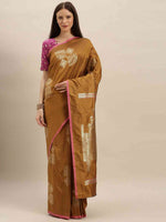 Stylish Kanjivaram Mustard Colour Silk Blend Woven Design Saree