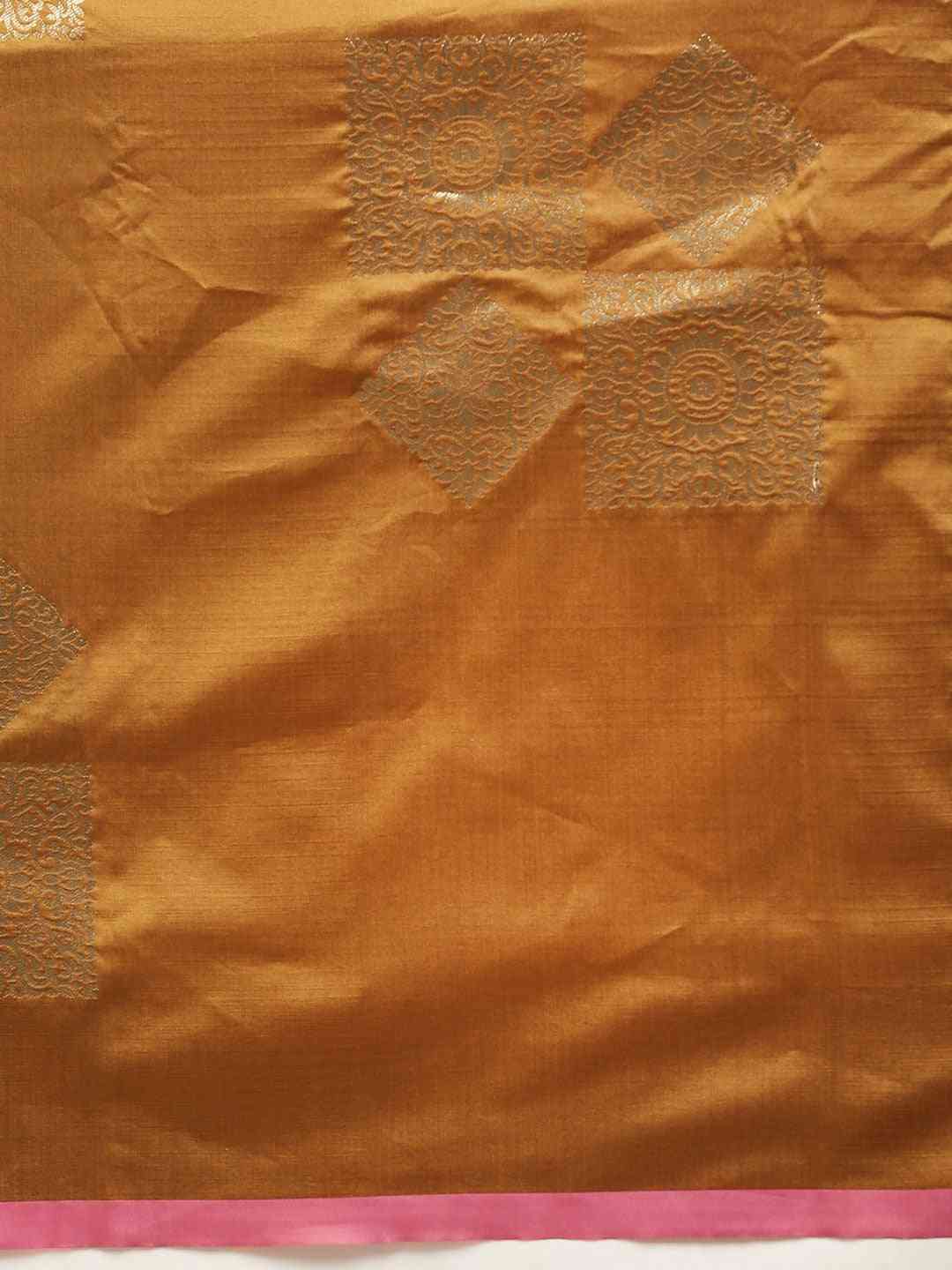 Stylish Kanjivaram Mustard Colour Silk Blend Woven Design Saree