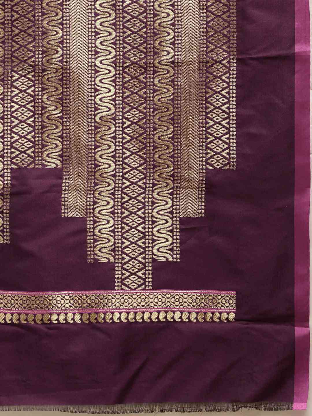 Stylish Kanjivaram Wine Colour Silk Blend Woven Design Saree