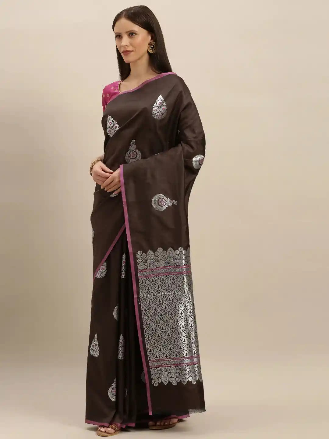 Kanjivaram Coffee Brown Colour Silk Blend Woven Design Saree