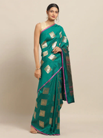 Kanjivaram Rama Colour Silk Blend Woven Design Saree