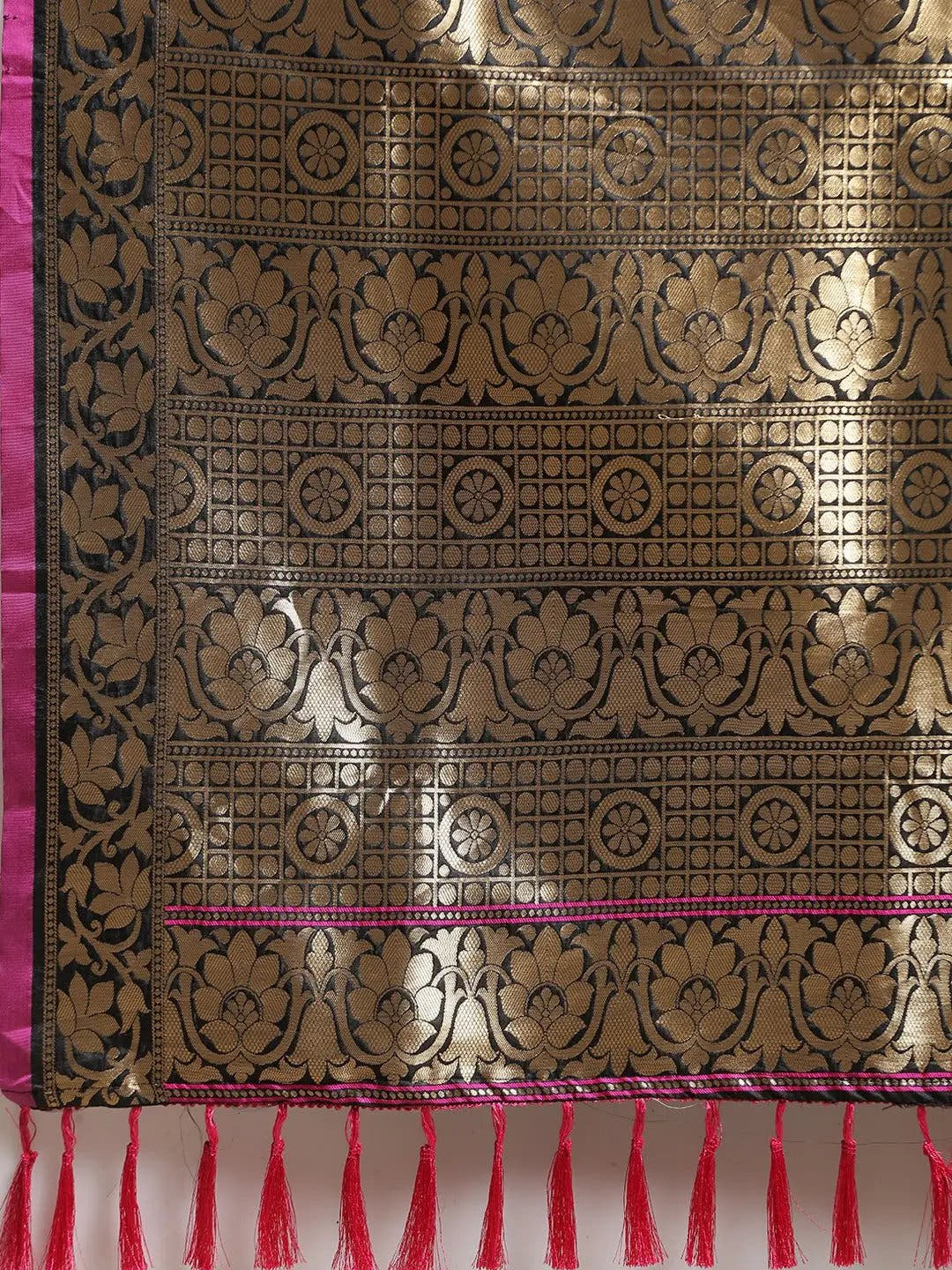 Banarasi Ethnic Motifs Black Colour Woven Design Saree