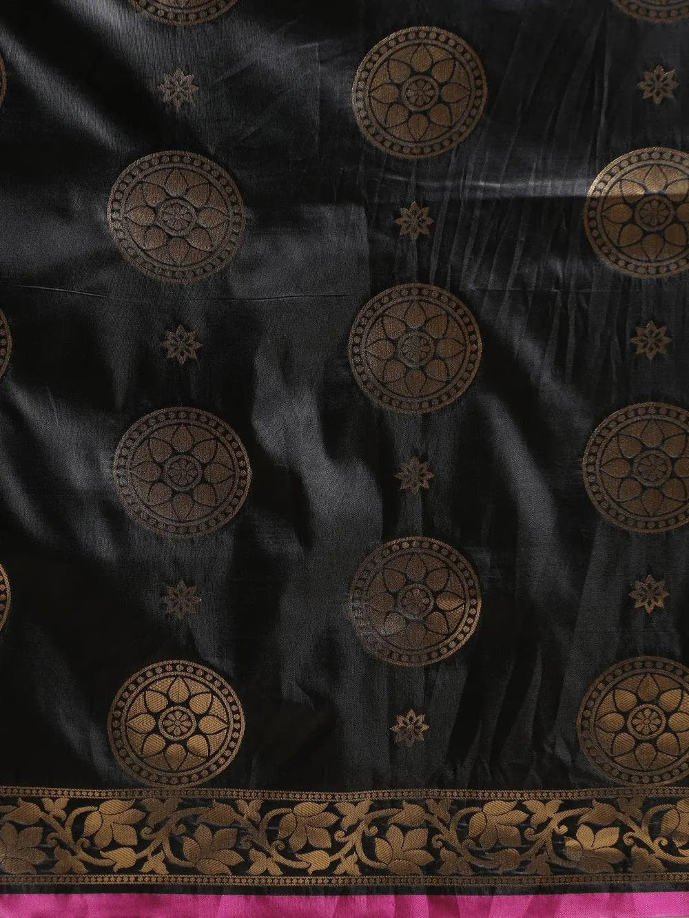 Banarasi Ethnic Motifs Black Colour Woven Design Saree