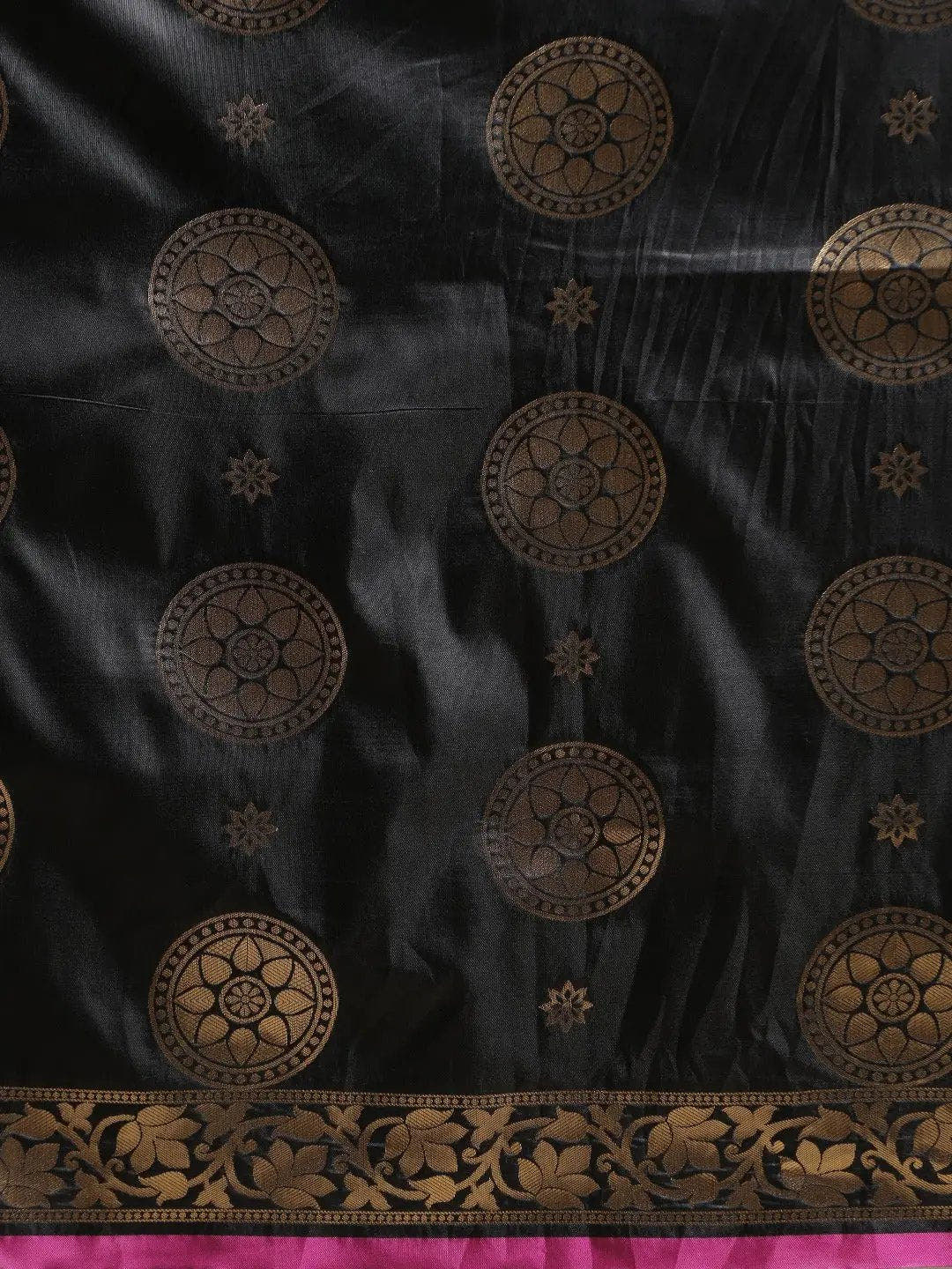 Banarasi Ethnic Motifs Black Colour Woven Design Saree