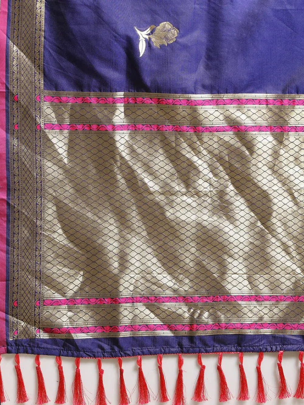 Traditional Banarasi Navy Silk Woven Design Saree