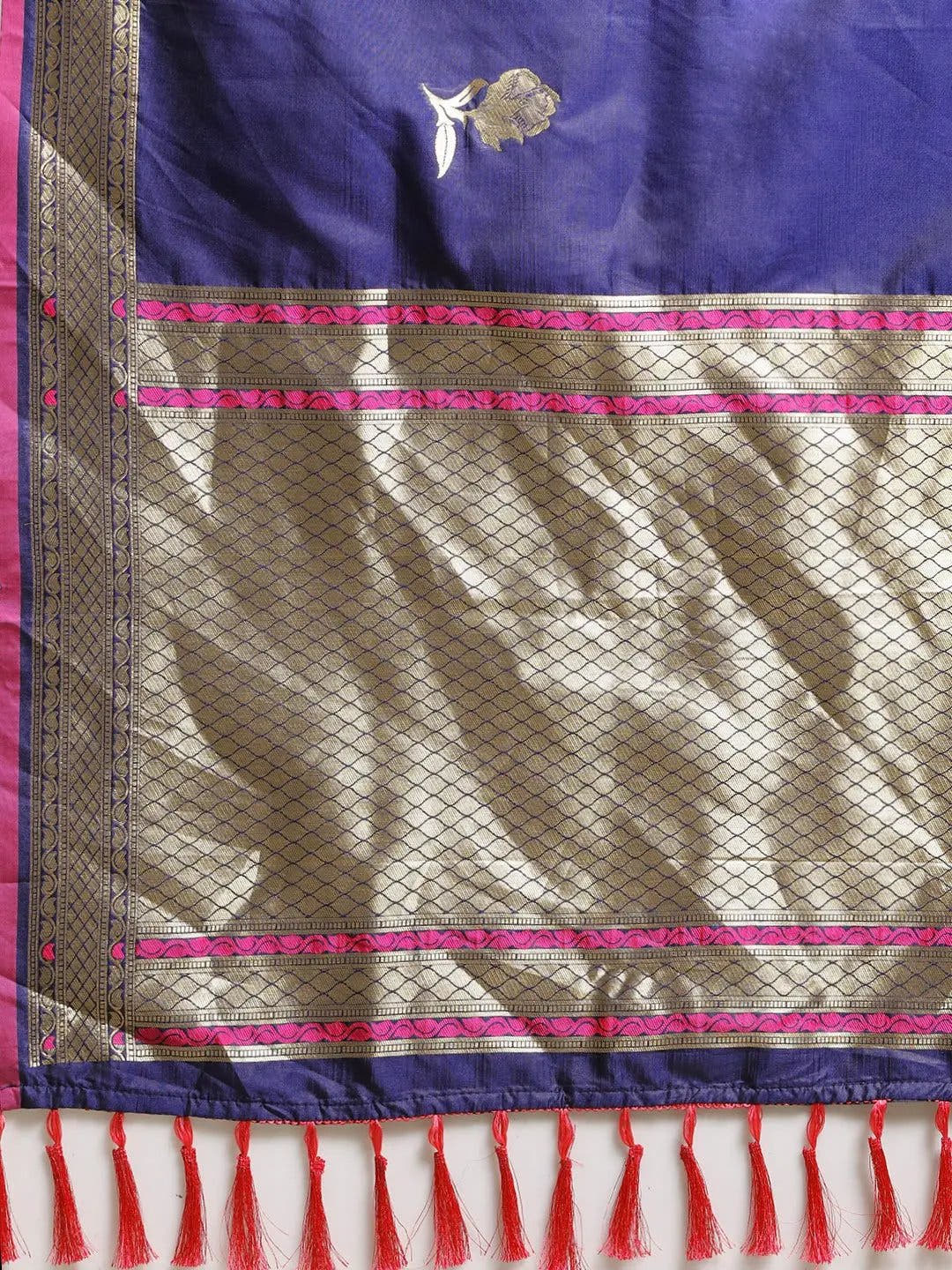 Traditional Banarasi Navy Silk Woven Design Saree