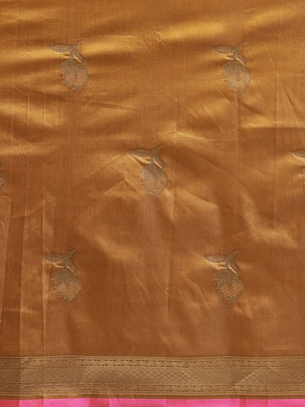 Traditional Banarasi Mustard Silk Woven Design Saree