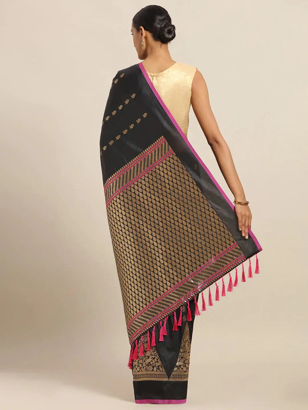 Digital Black Colour Silk Woven Design Banarasi Saree