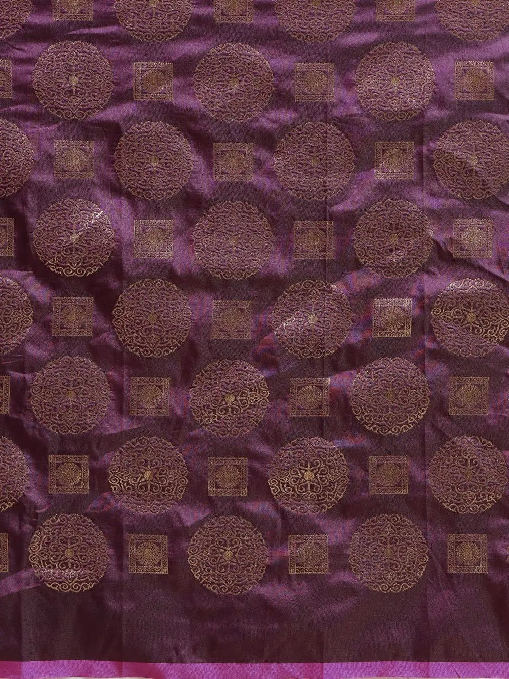 Stylish Wine Colour Ethnic Motifs Woven Design Banarasi Saree