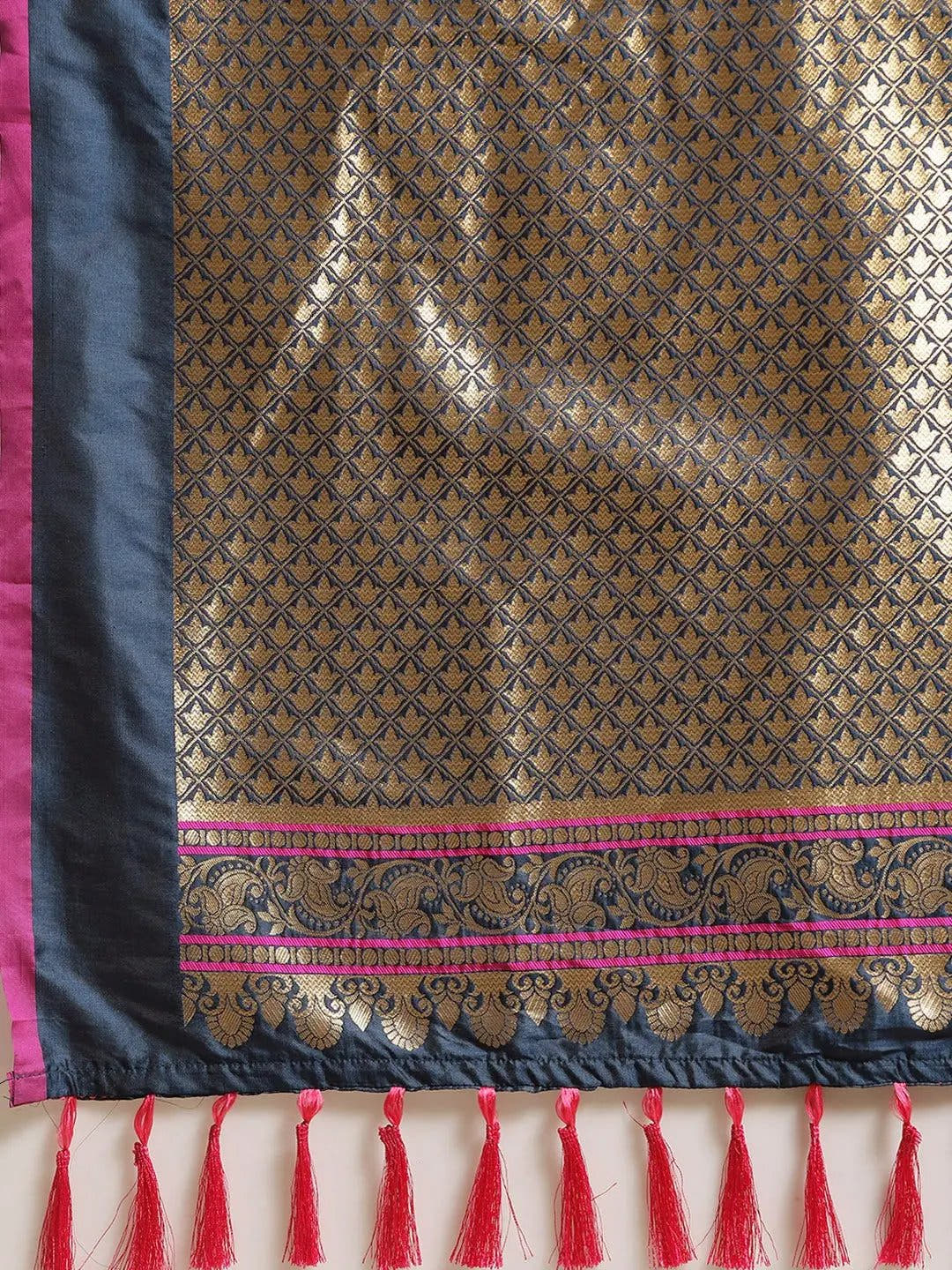 Stylish Teal Colour Ethnic Motifs Woven Design Banarasi Saree