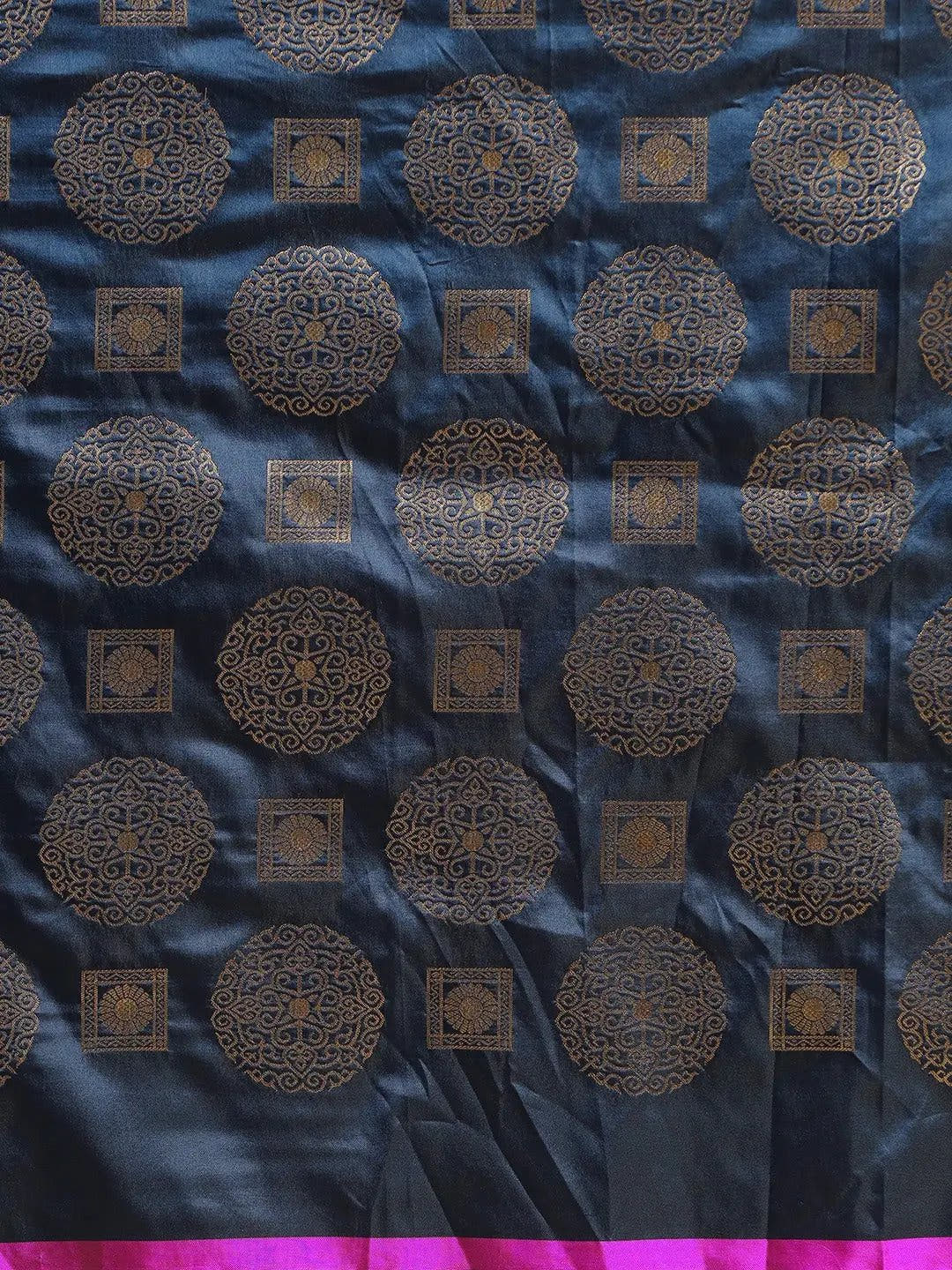 Stylish Teal Colour Ethnic Motifs Woven Design Banarasi Saree