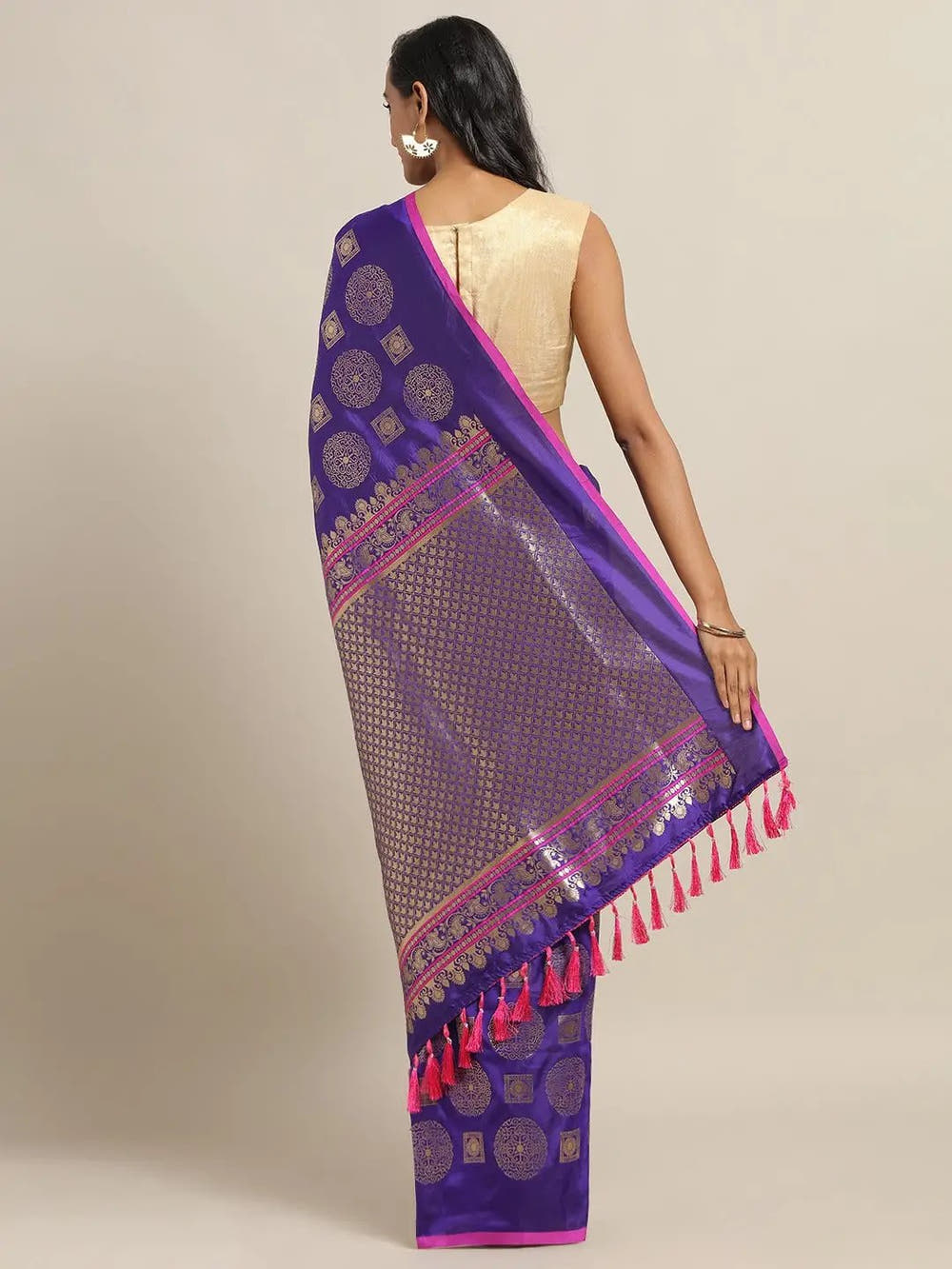 Stylish Purple Colour Ethnic Motifs Woven Design Banarasi Saree