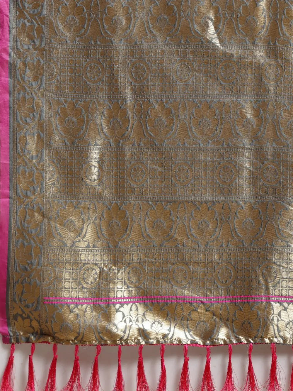 Banarasi Ethnic Motifs Grey Colour Woven Design Saree
