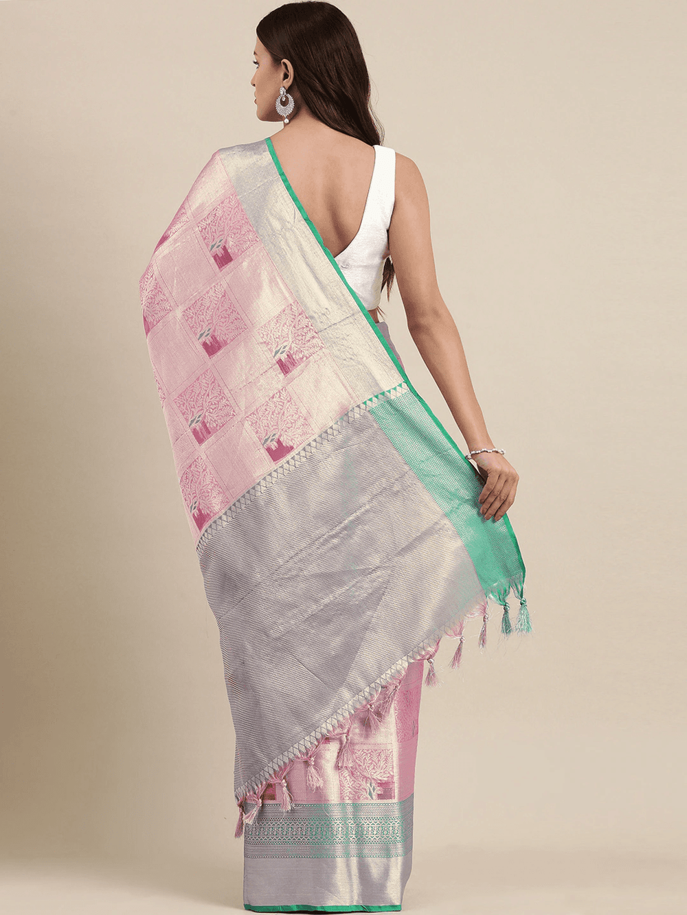 Light Pink Kora Silk Banarasi Saree