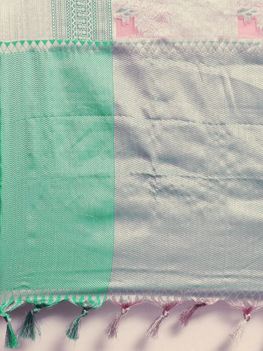 Light Pink Kora Silk Banarasi Saree