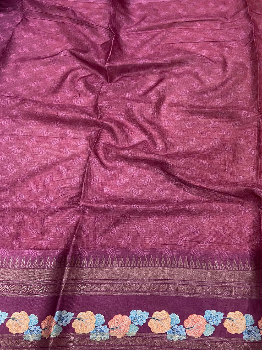Oriental lily Pink Kota Satin Border Saree