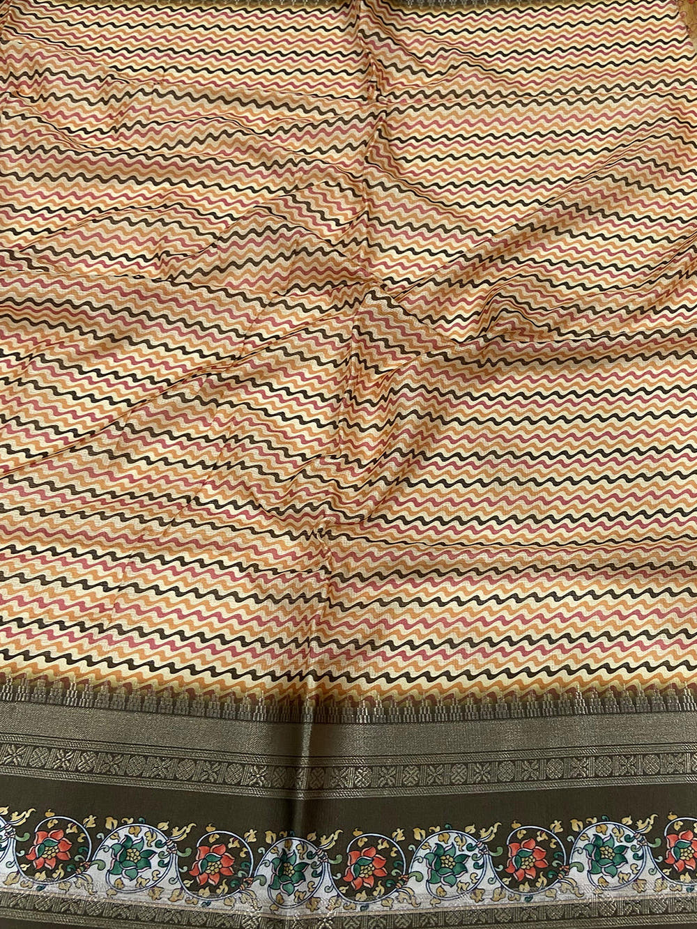 Mellow Yellow Kota Satin Border Saree