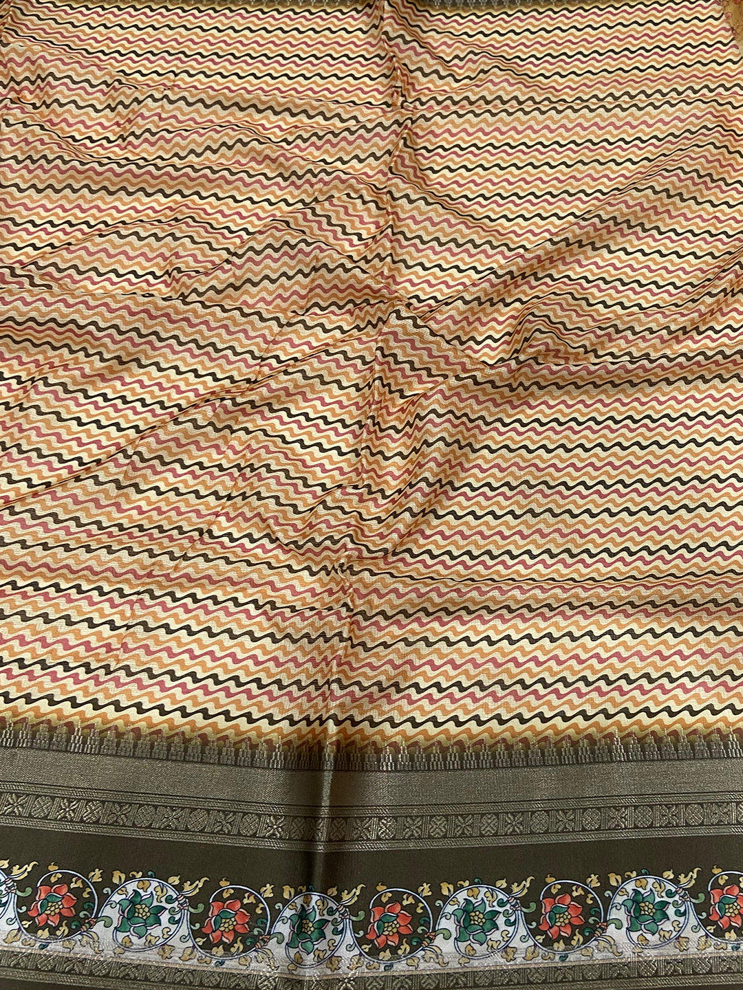 Mellow Yellow Kota Satin Border Saree