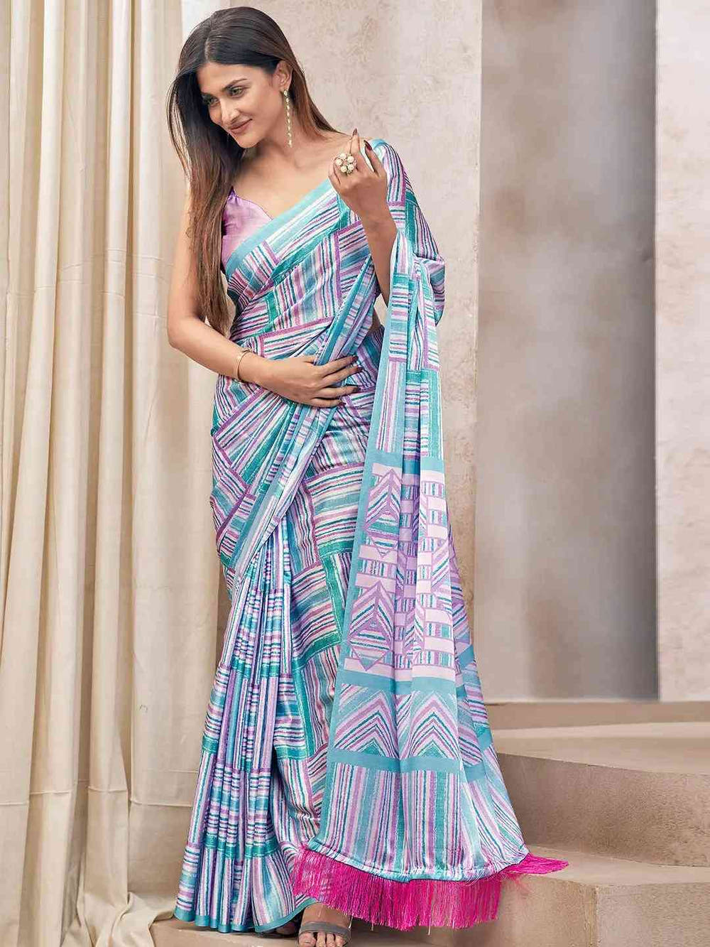 Soft Satin Georgette Saree with Trendy Digital Print