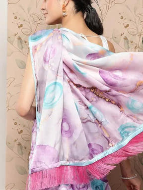 Soft Satin Georgette Pristel Colour Saree