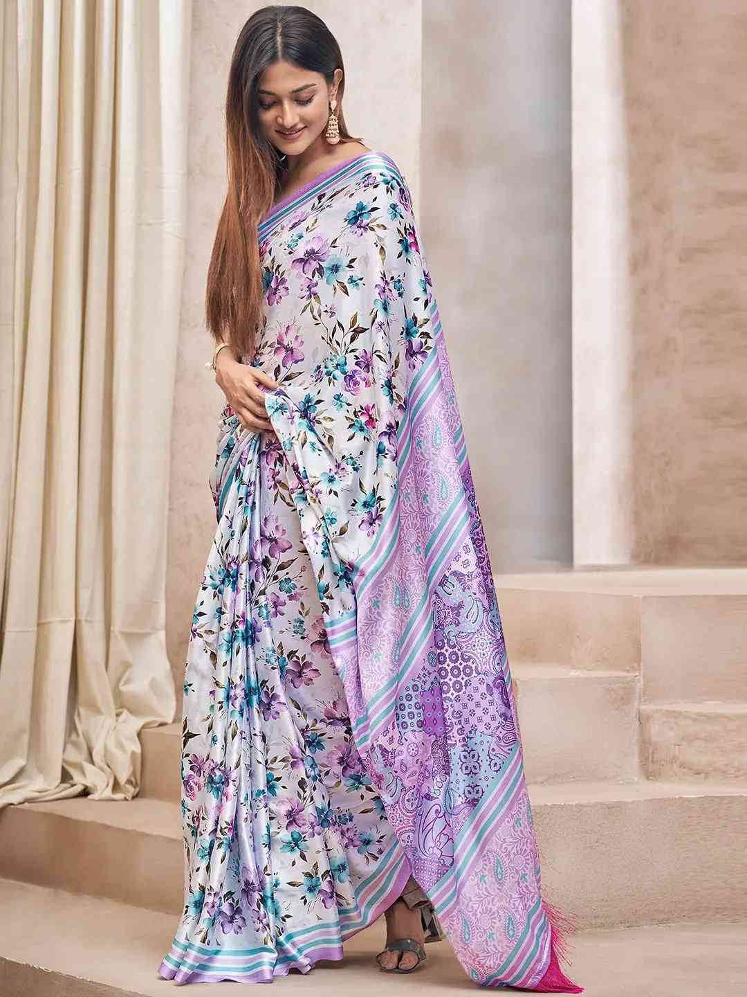 Satin Georgette Saree With Trendy Digital Print