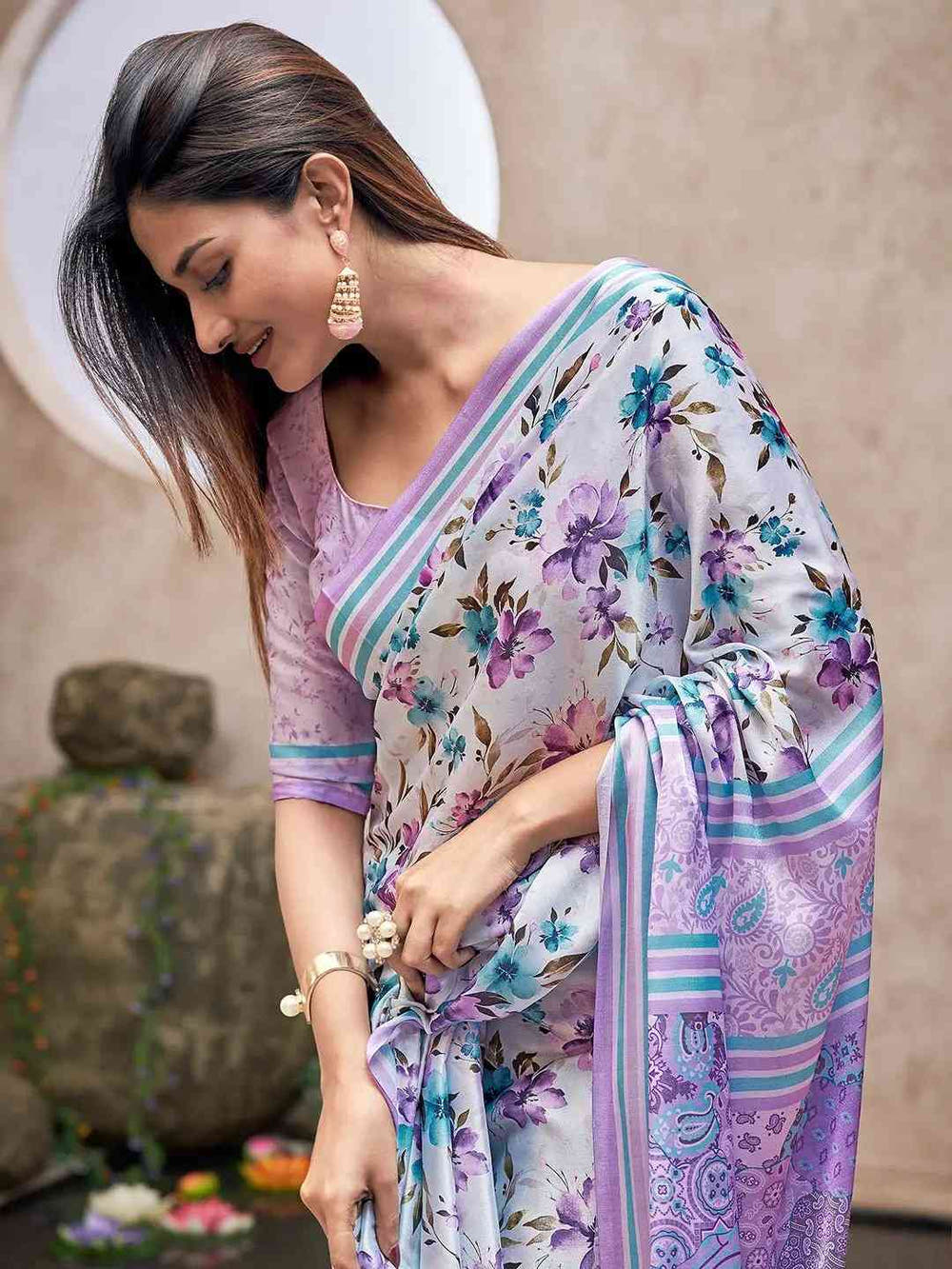 Satin Georgette Saree With Trendy Digital Print