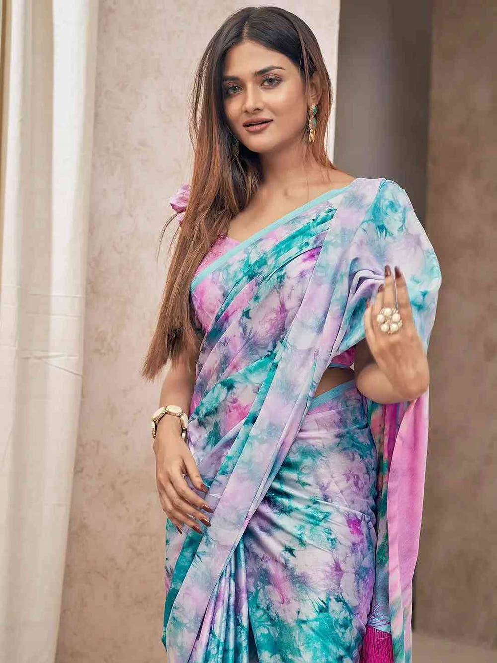 Trending Soft Satin Georgette Saree With Digital Print
