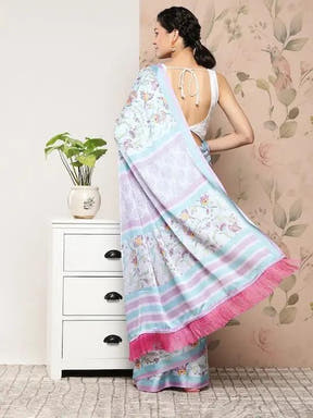 Soft Satin Georgette Pristel Colour Saree