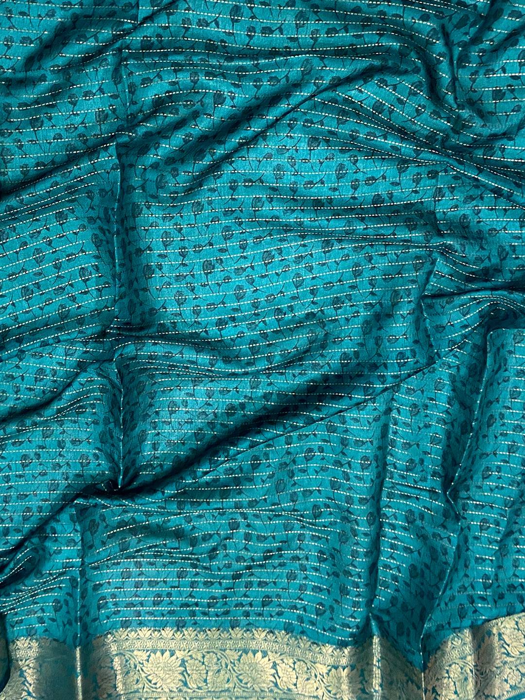 Radiant Leaf Print Soft Dola Silk Saree