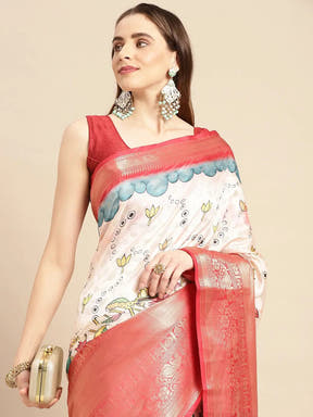 Kalamkari Pattu Banarasi Silk Saree