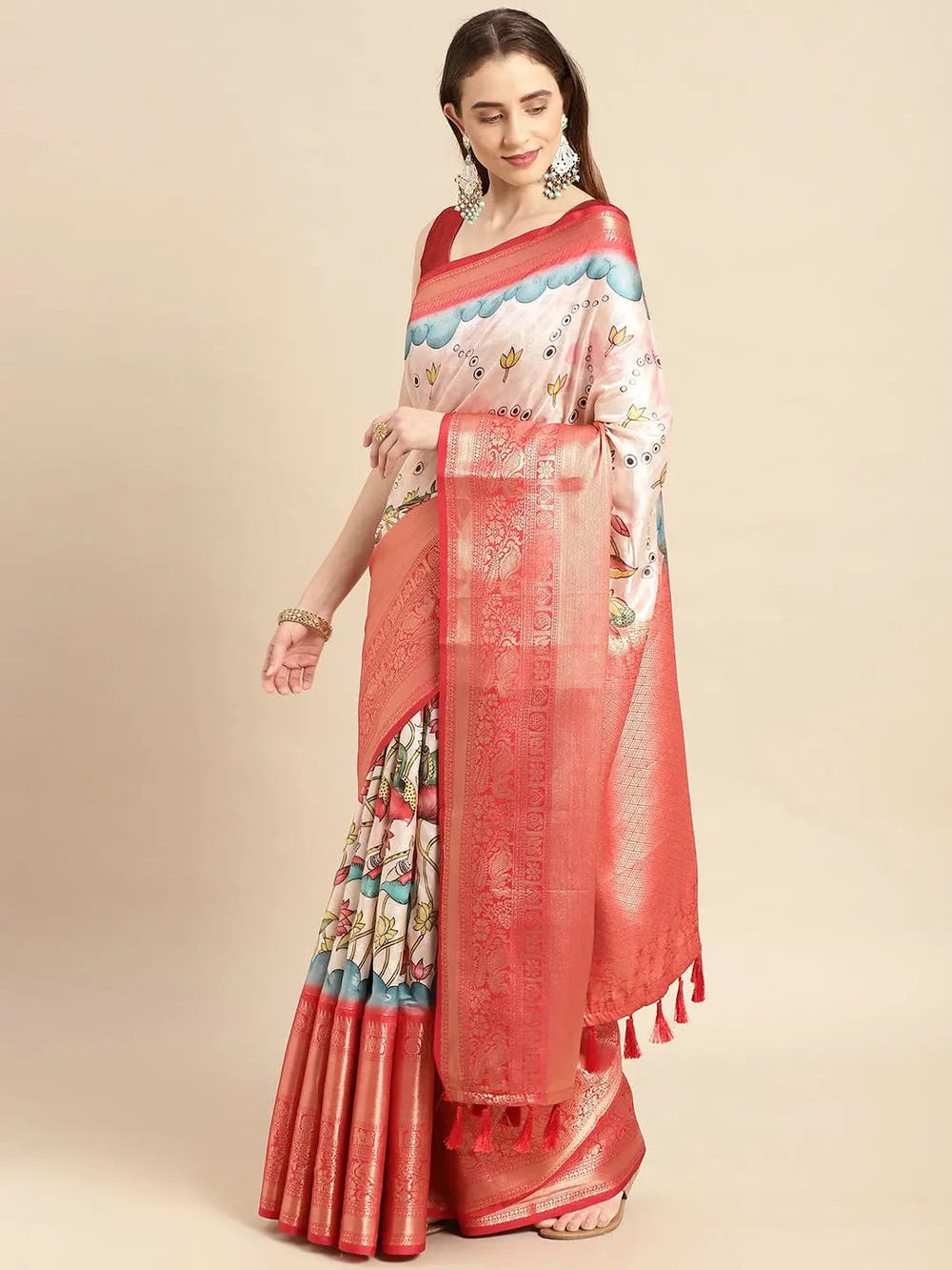 Kalamkari Pattu Banarasi Silk Saree