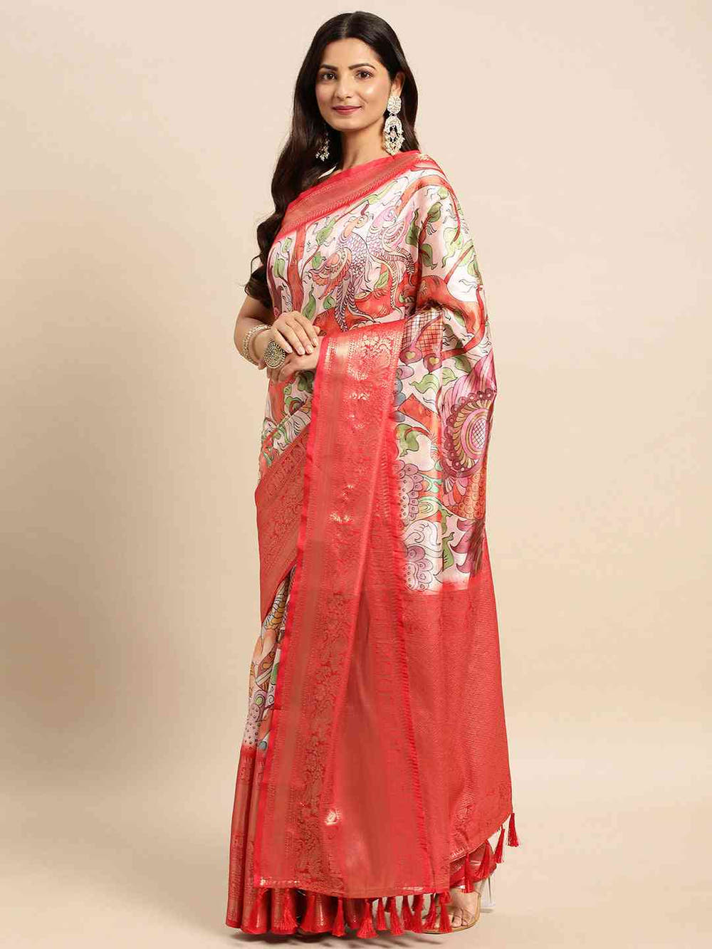 Kalamkari Pattu Banarasi Silk Saree