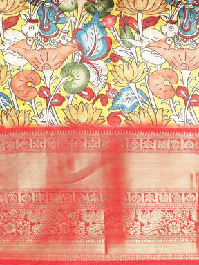 Kalamkari Pattu Banarasi Silk Saree