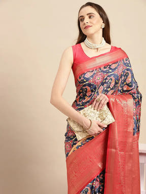 Kalamkari Pattu Banarasi Silk Saree 