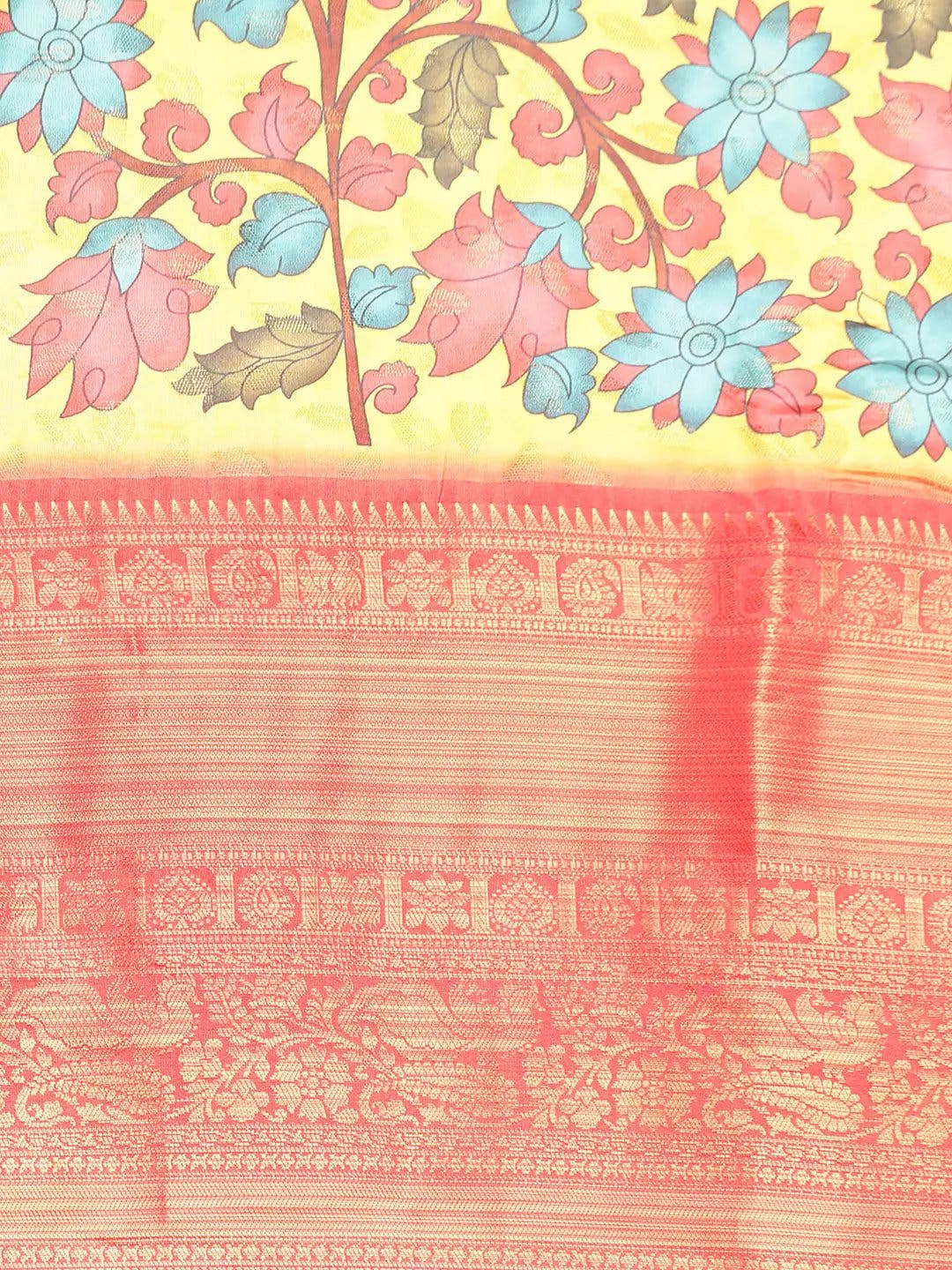 Kalamkari Pattu Banarasi Silk Saree 