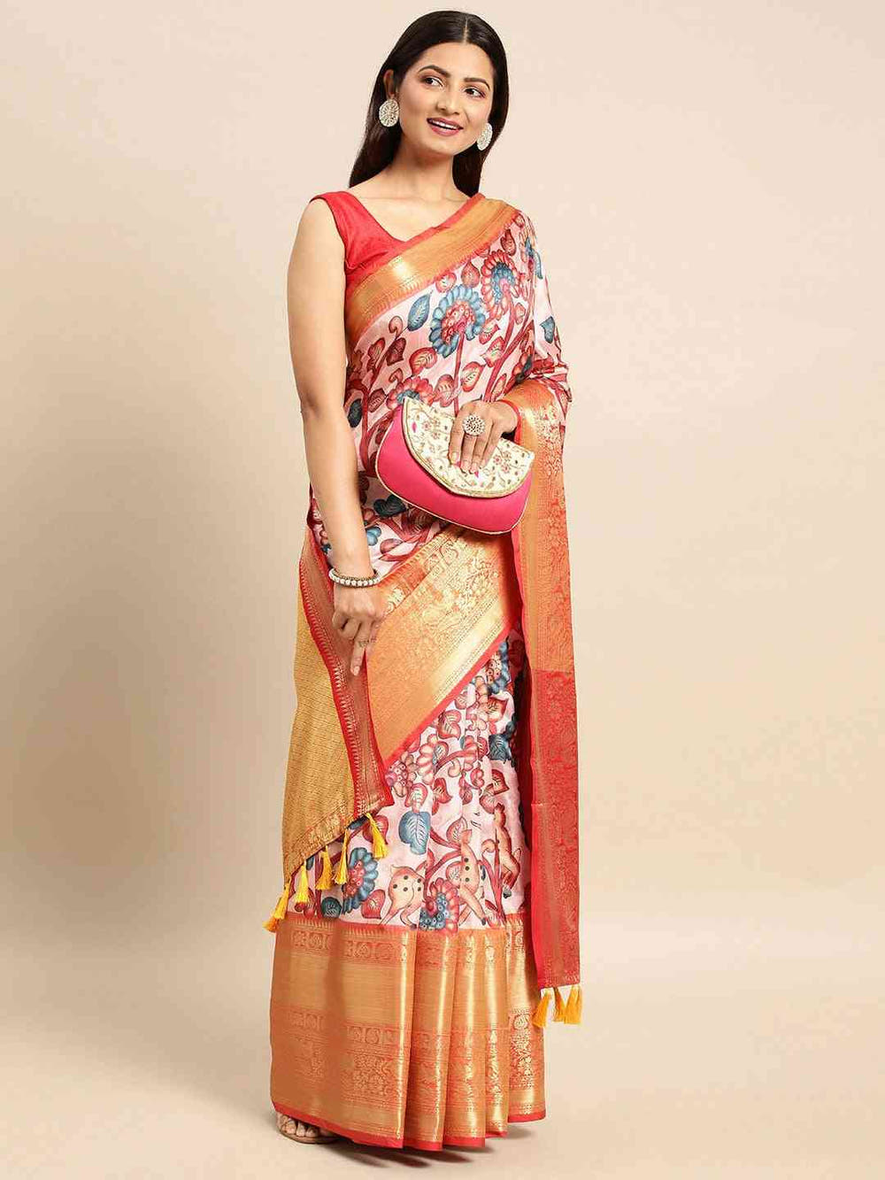 Kalamkari Pattu Banarasi Silk Saree 