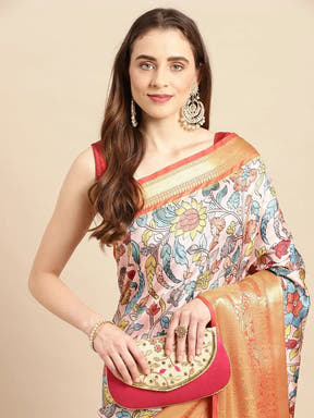 Kalamkari Pattu Banarasi Silk Saree 