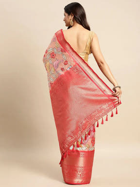 Kalamkari Pattu Banarasi Silk Saree 