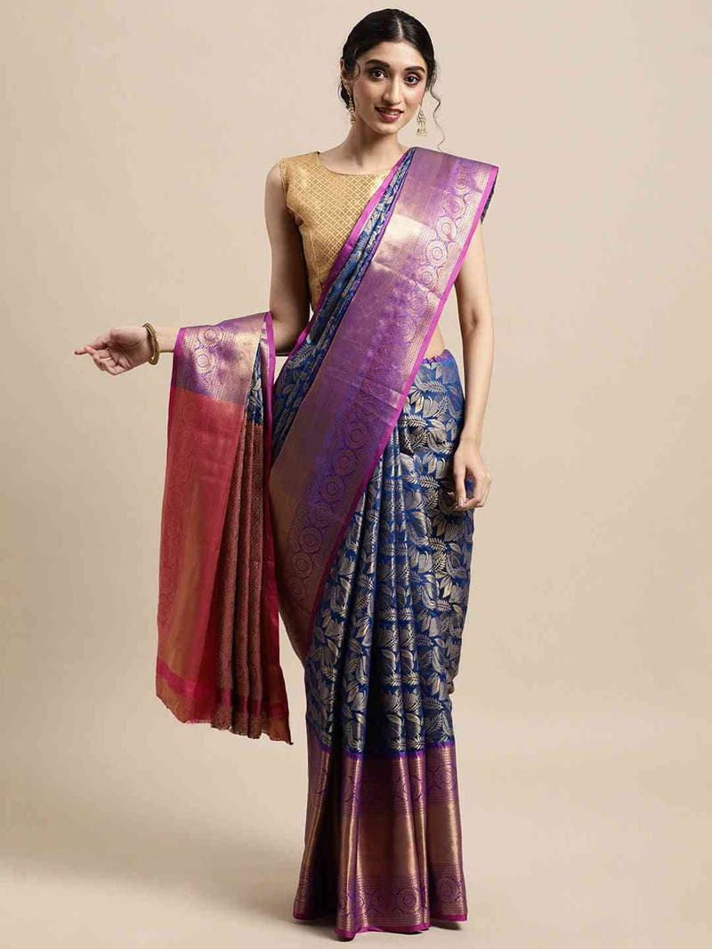 Stylish Kanjivaram Silk Saree Woven Design With Zari Work