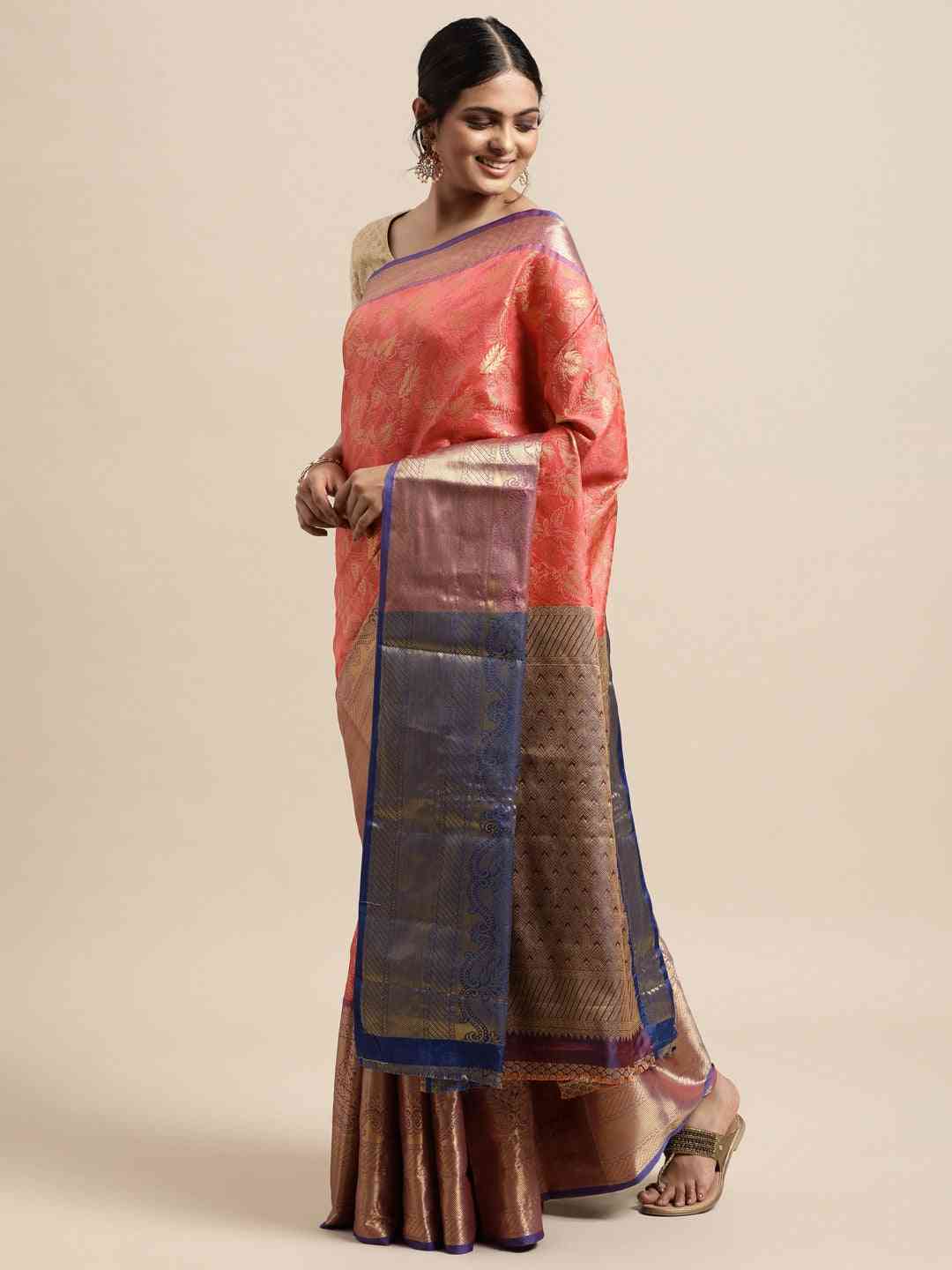 Stylish Kanjivaram Silk Saree Woven Design With Zari Work