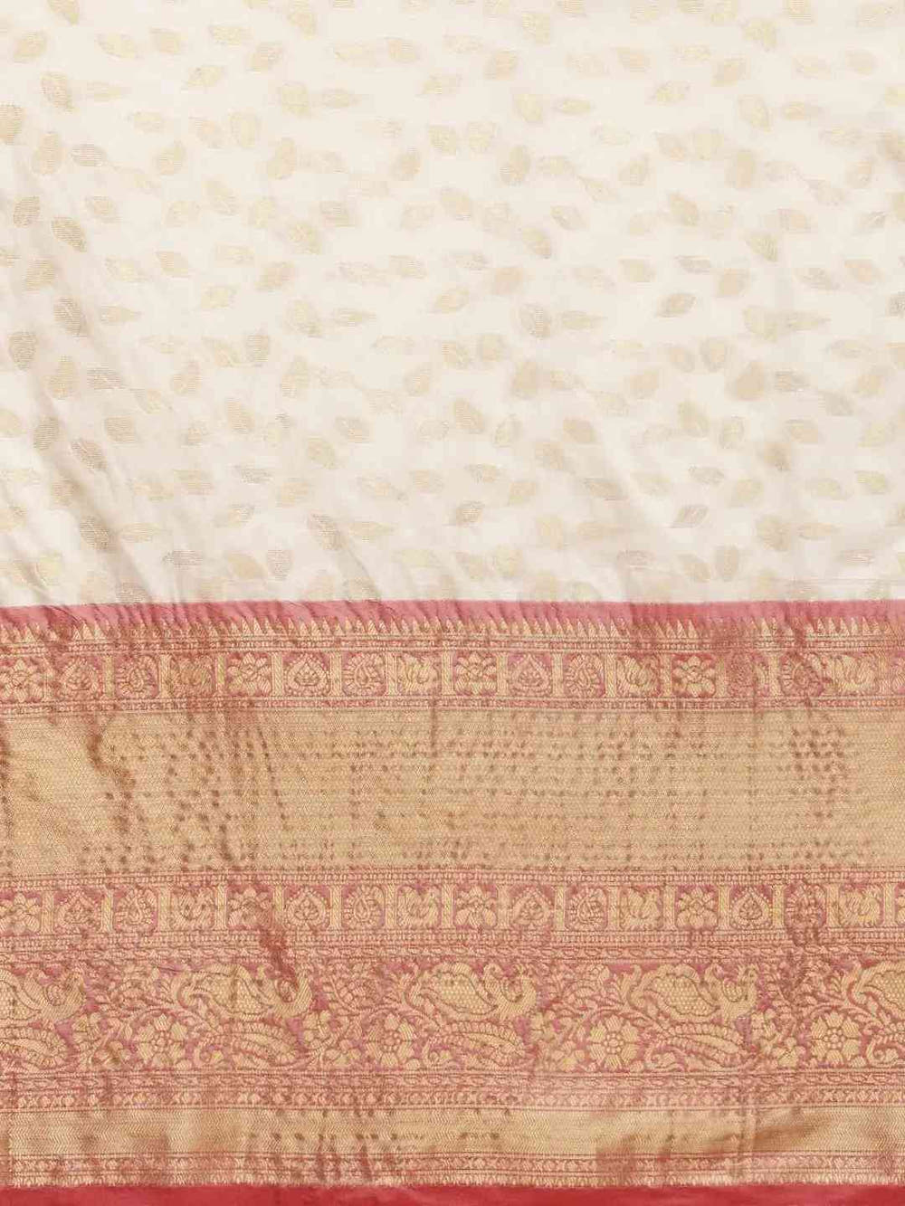 White Colour Banarasi Kanchi Zari Weaving Pattu Saree
