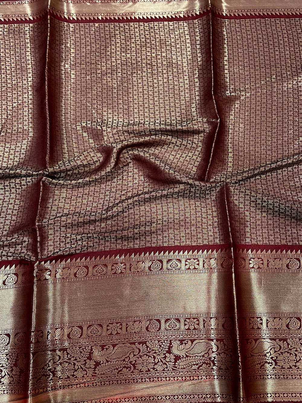 Regal Brown Soft Silk Saree With Pattu Zari Border