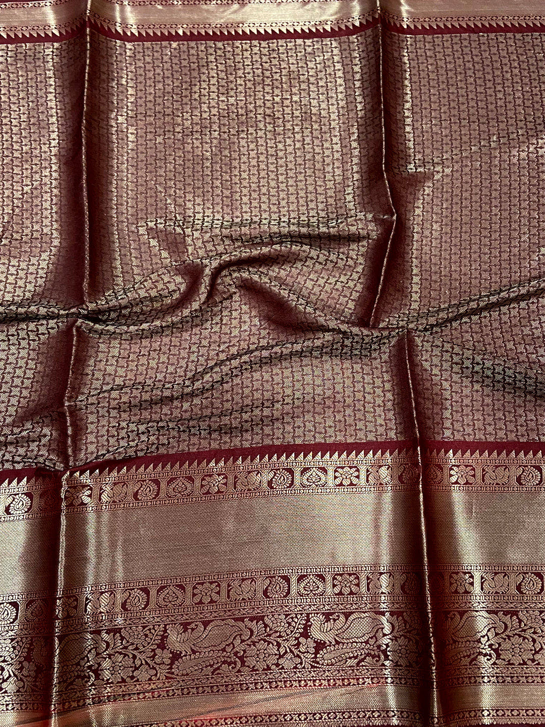 Regal Brown Soft Silk Saree With Pattu Zari Border
