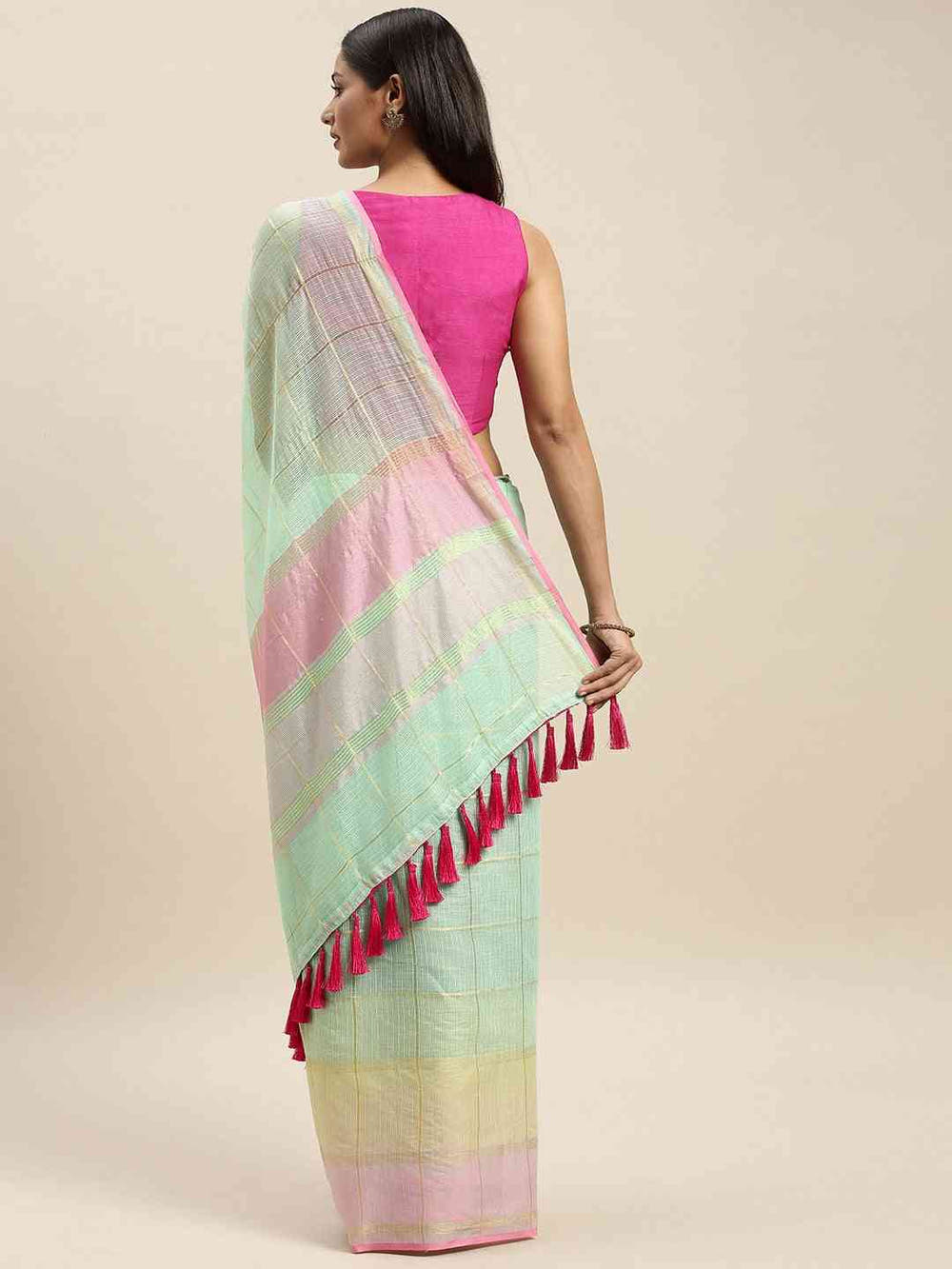 Exclusive Aqua Colour Soft Kota Doria Zari Work Saree
