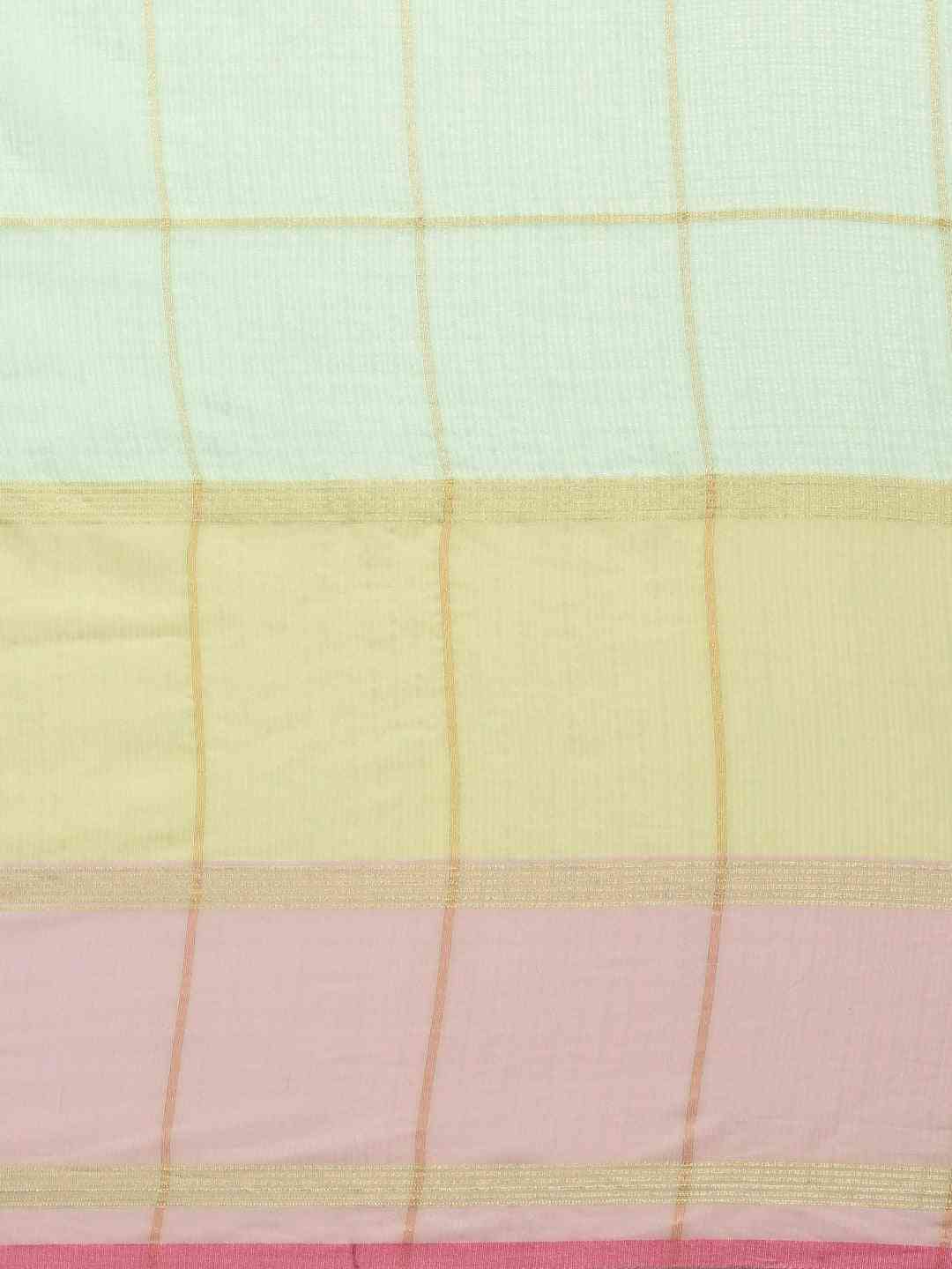 Exclusive Aqua Colour Soft Kota Doria Zari Work Saree