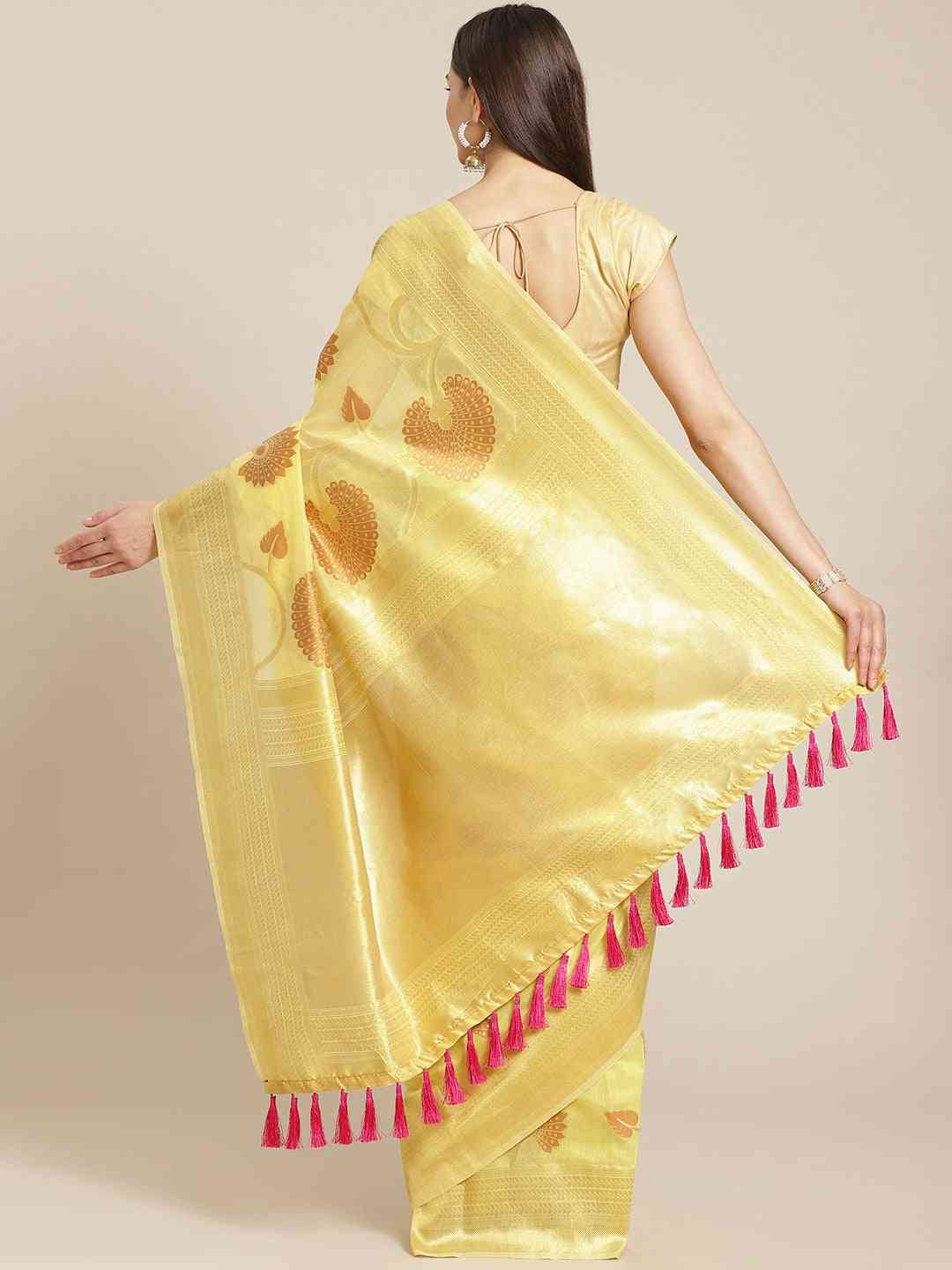 Stylish Cotton Blend Woven Design Saree
