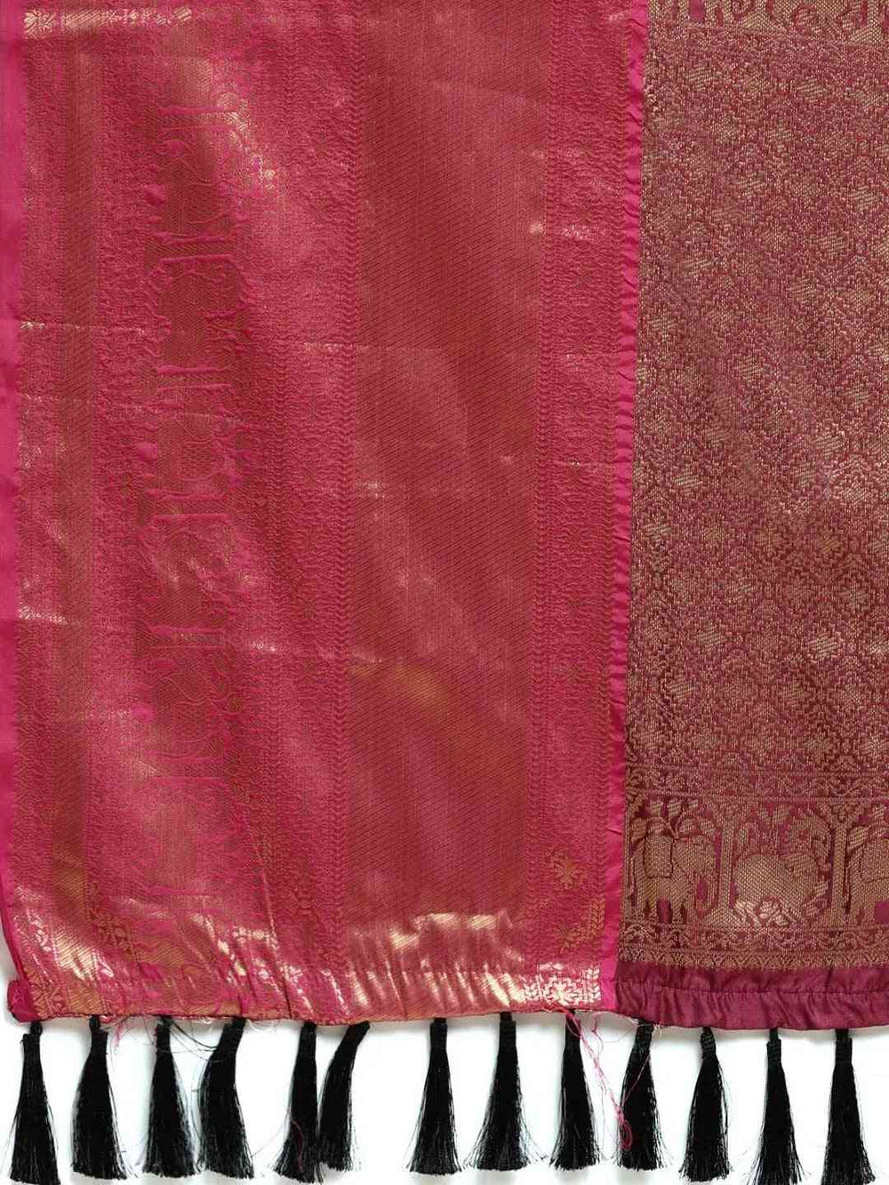 Soft Silk Black Colour Kanjivaaram Zari & Butta Weaving Saree