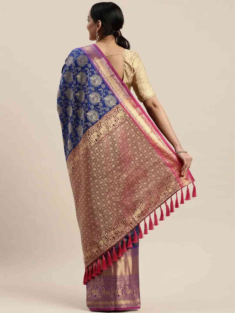 Soft Silk Royal Blue Colour Kanjivaaram Zari & Butta Weaving Saree