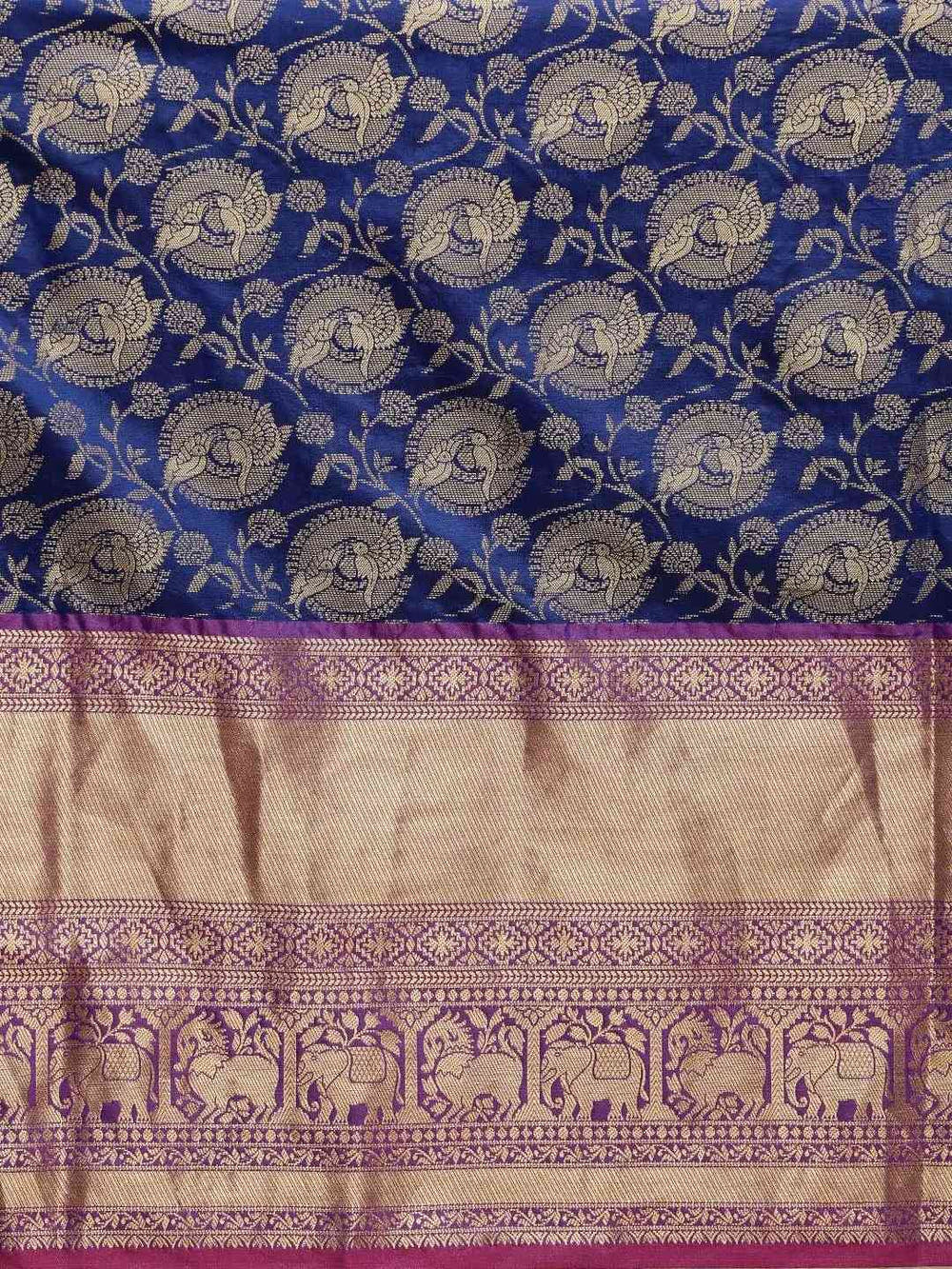 Soft Silk Royal Blue Colour Kanjivaaram Zari & Butta Weaving Saree
