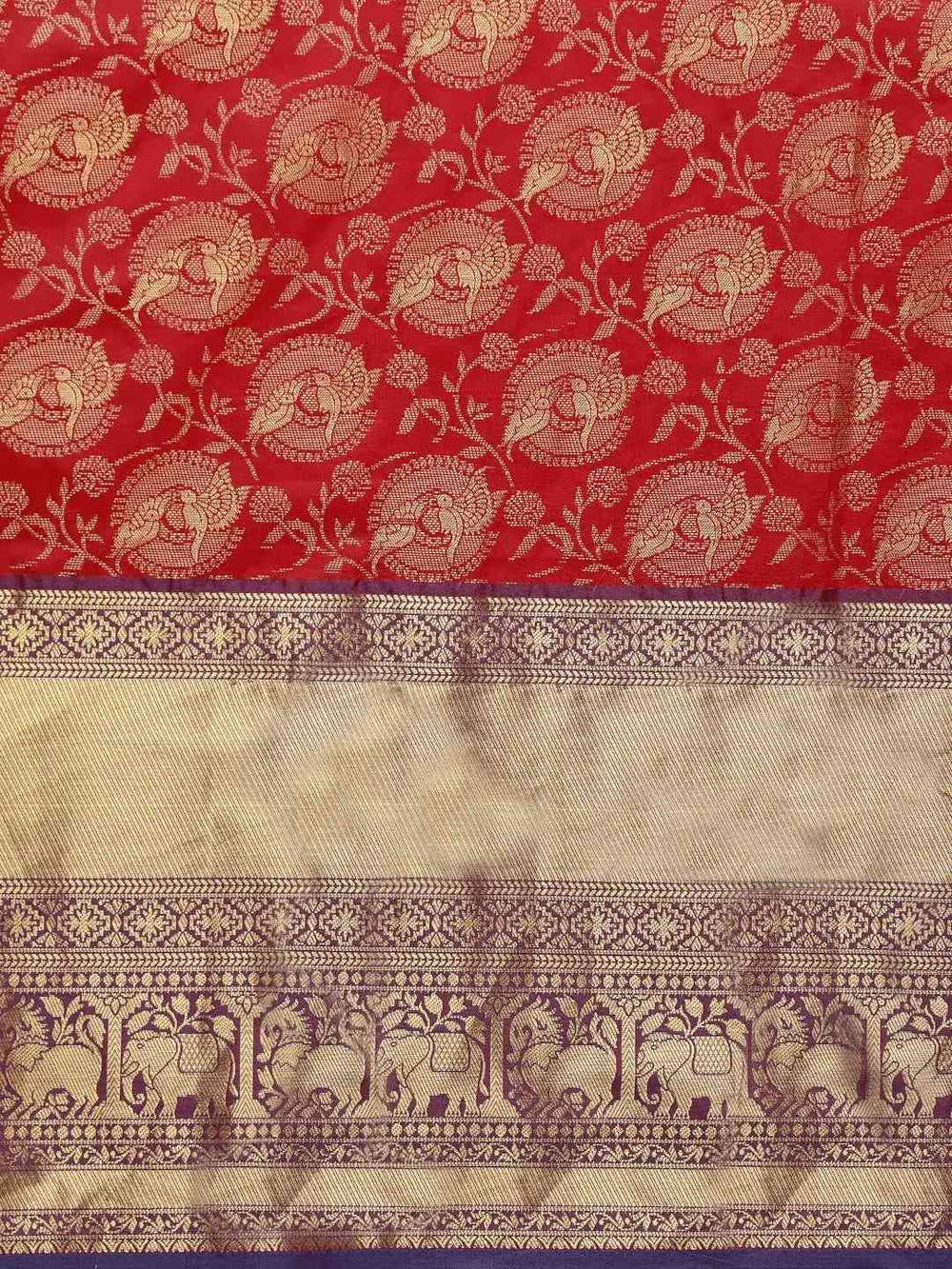 Soft Silk Red Colour Kanjivaaram Zari & Butta Weaving Saree